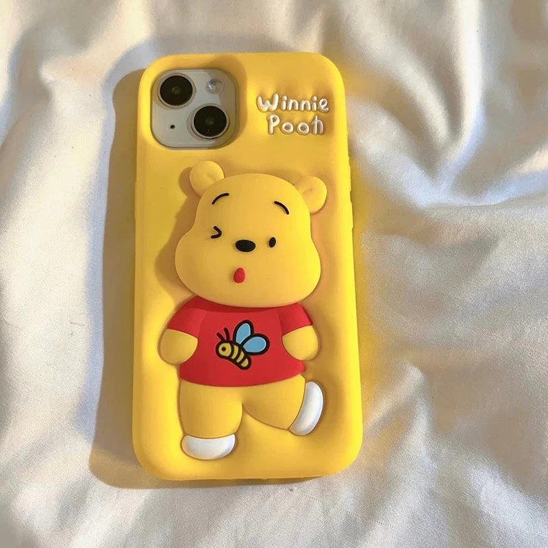 3D Cartoon Bear Pooh Winnie The POOH Bee Animal Back Case with Holder